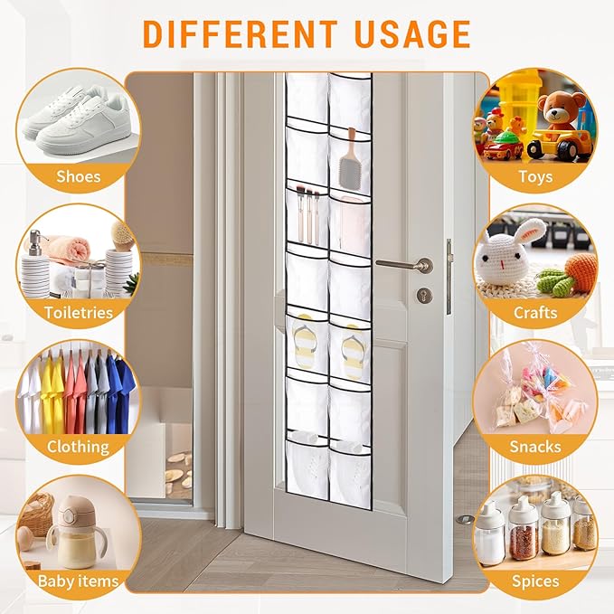 NAFJYR 4 Pcs Over the Door Shoe Organizer, 14 Pocket Hanging Shoe Rack