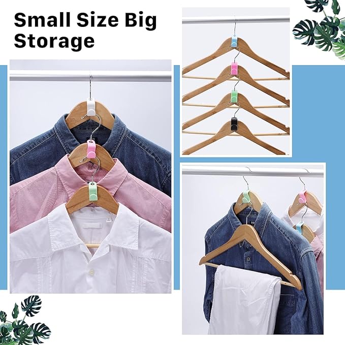 200 PCS Clothes Hanger Connector Hooks,Space Saving Cascading Hooks,Plastic Mini Connection Hooks,Hanger Extender Clips for Closet Clothes Organizer,Hanger Hooks for Hangers(Multicolor)