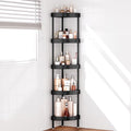Nieifi Corner Shower Caddy Stand-5 Tier Rustproof Anodized Aluminum Standing Shower Organizer-Shower Caddy Corner-Dual Stability to Anti-Shaking-Height-Adjustable Legs for Uneven Surfaces-Black