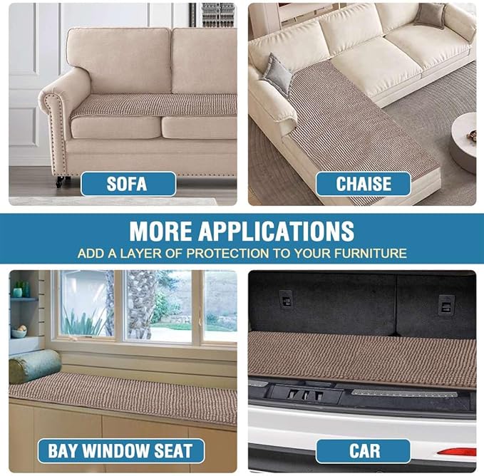 H.VERSAILTEX Plush Chenille Couch Cover for 3 Cushion Couch Anti Slip Washable Sofa Slipcovers Soft and Durable Furniture Protector for Dogs Cats Kids (27.5" x 59", Cuban Sand)