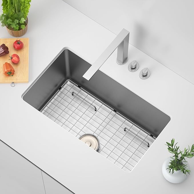 27-9/16" x 14-9/16" Sink Protector, Rear Drain with Corner Radius 3/16", Sink Grid - Rear Drain for Single Bowl Kitchen Sinks