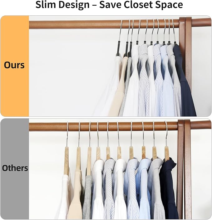 Non-Slip Rubber Coated Hangers, 30 Pack Plastic Clothes Hangers with 360° Swivel Hook 17.7 Inches Slim Space Saving Hangers for Adult Clothes Shirts Dresses Pants, Black