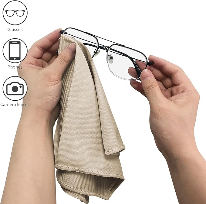 12 Pack Microfiber Glass Cleaning Cloth, 12 Inch X 16 Inch, Lint Free Quickly Clean Windows, Mirrors, Glasses, Phone Screens, Camera Lenses, Camel