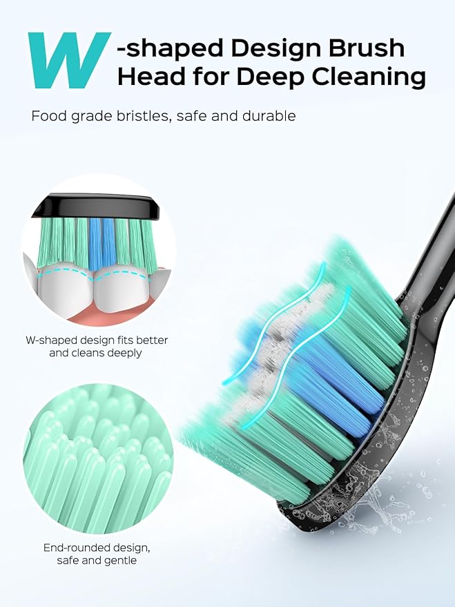 COSLUS Sonic Electric Toothbrush for Adults C40(DY-108Pro): 47000 VPM for Deep Cleaning with Travel Case - 5 Modes for Sensitive Teeth & Brace, Wireless Charging, 6 Brush Heads for Family, Black (1PC)