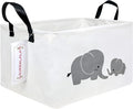 QUEENLALA Rectangular Laundry Hamper/Foldable Nursery Laundry Basket for Organizing/Storage Bin Baskets/Children Toy Office Bedroom/Toy Bin Closet Shelf Baskets（Rec-Parent-child elephant）