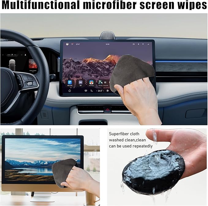 Car Screen Cleaner, Microfiber Auto Screen Cleaning Pad, Foldable Touch Screen Cleaner Cloth for Vehicle Dashboard LCD Display, Interior Car Accessories