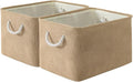 Sacyic Organization and Storage Basket for Organizing - 17X15X12 inch 2 Pack Collapsible Baskets for Shelves, Fabric Storage Cubes with Rope, Storage Box for Cloth Decorative Gift (Beige)
