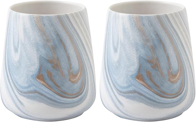 2Pcs Toothbrush Holder for Bathroom - Marble Blue Ceramic Tooth Brushing Holders Set, Toothbrush Cup & Toothpaste Organizer for Bathroom Countertop, Makeup Brush Holder, Pen Holder for Home Storage