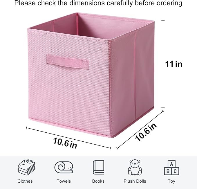Fabric Storage Bins - 6 Pack Collapsible Cube Organizer for Closet, Shelves & Living Space, Pastel & Dark Color Options - Foldable Storage Boxes with Handles for Clothes (Pastel Colors, 11 inch)