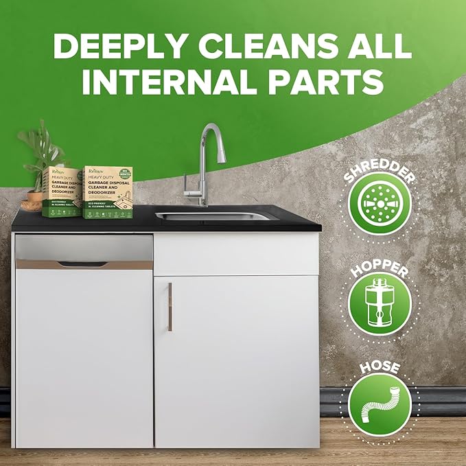Renuv® Washing Machine Cleaner + Dishwasher Cleaner + Garbage Disposal Cleaner - Heavy Duty Kitchen Appliance Deep Cleaning, Descaling