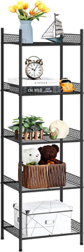 5-Tier Storage Shelf Wire Bathroom Organizers, Heavy Duty Shelving Unit for Pantry Kitchen Bathroom Laundry Room Garage, Organization Home Corner Rack, Black
