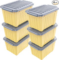 Nazhura Plastic Storage Bin, Stackable and Nestable Storage Boxes with White Lids and Secure Latching Buckles, Large Storage Container (Yellow/Purple, 72Quart-6Pack)