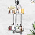 Shower Caddy Hanging for Handheld Showerheads Adjustable Height Extra Long Bathroom Storage Organizer Hanger Rack Rustproof Hose Shower Organizer 4 Levels Height Shower Rack (Sliver)