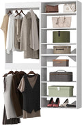 Modular Closet System, 67" Wide Closet Organizer System with Towers and Hanging, Wood Closet Tower Storage for Walk In Closets, Wall Mounted Wardrobe Organizer Kit System, Bedroom, White