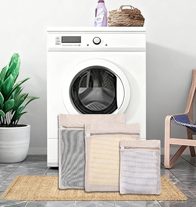 6 cotton mesh laundry bags, resistant to deformation and anti-tangling for washing machines: for sorting and protecting clothes