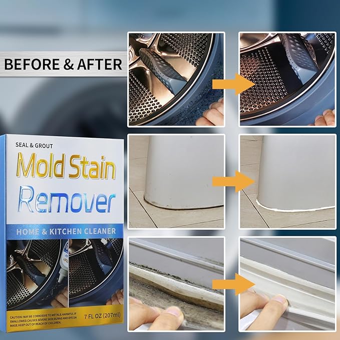 Home Stain Cleaner, 7 fl oz Mold Stain Cleaner Gel for Washing Machine, Home Stain Cleaning Gel for Fridge, Tile, Grout, Sink, Shower, Caulk, and Front Loader Seal