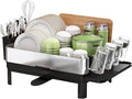 BOOSINY Stainless Steel Dish Drying Rack, Dish Racks for Kitchen Counter, Rust Proof Dish Drainer and Drainboard Set, Small Dryer with Drainage, Utensil Holder and Cup Holder