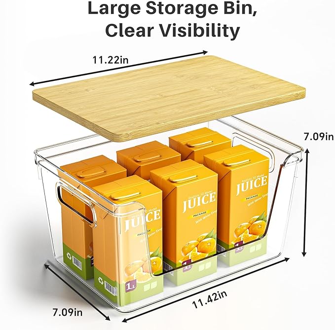 3 Set Pantry Organizer and Stackable Storage Kitchen,Sturdy and Durable Storage Basket for Potato, Onion, Garlic, Fruit, Vegetable, Produce, Clear Plastic Storage with Lid&Handle