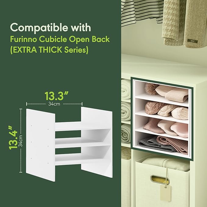 Furinno Cubicle Cube Insert, 3-Shelf Cube Organizer, Fits into Furinno Extra Thick Cubes, for Organizers and Storage, Black Dark Oak (Does not fit IKEA Kallax Shelving)