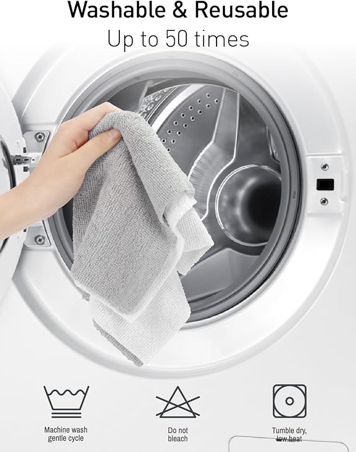 Fantasticlean Microfiber Cleaning Cloth Roll -40 Pack, Tear Away Microfiber Towels, 12" x 12", Reusable, Washable, Scratch Free, Ultra Absorbent Dishcloth for All-Around Cleaning Supplies (White)