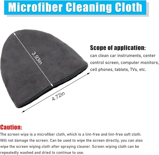 Car Screen Cleaner, 4.72×3.93" Microfiber Auto Screen Cleaning Pad, Foldable Touch Screen Cleaner Cloth for Vehicle Dashboard LCD Display, Interior Car Accessories (Triangle, 2PCS)