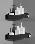 Sotfamily Plastic Shower Caddy Corner (For 90° Only), 2 Pack Adhesive Corner Shower Shelves for Bathroom Organizers and Storage, Black