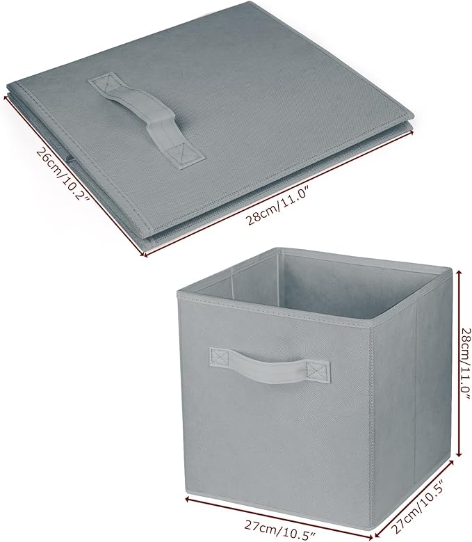 2 Pcs Storage Cubes, 10.5 Inch Collapsible Storage Bins, Fabric Foldable Bins for Organization, Durable Storage Bins for Closet, Shelves, Offices (Grey)