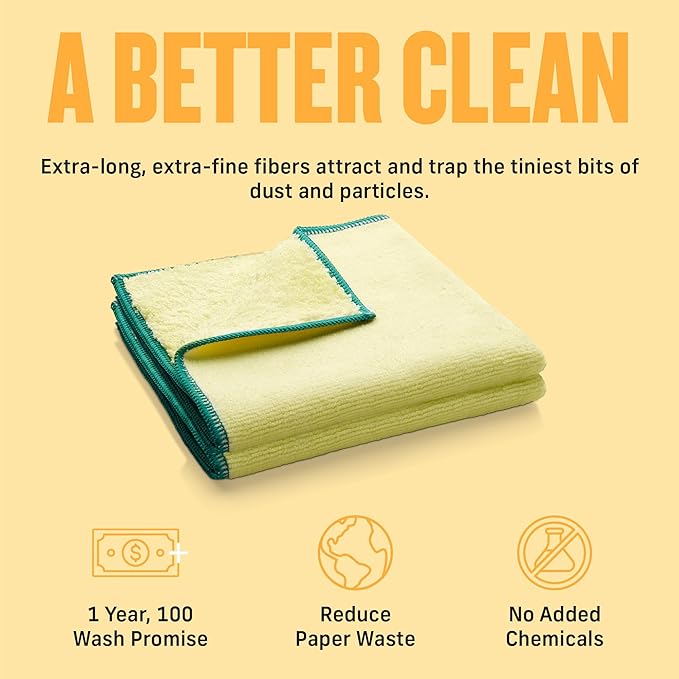 E-Cloth High Performance Dusting Cloth, Reusable Premium Microfiber Cloth for Dusting, 100 Wash Guarantee, 5 Pack