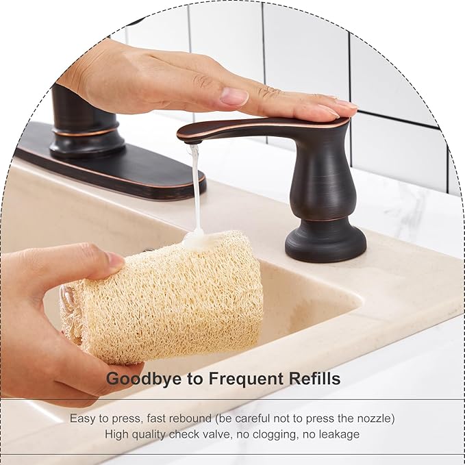 GAGALIFE Kitchen Sink Soap Dispenser Oil Rubbed Bronze, Under Sink Soap Dispenser with 40" Silicone Extension Tube Kit,Say Goodbye to Frequent Refills