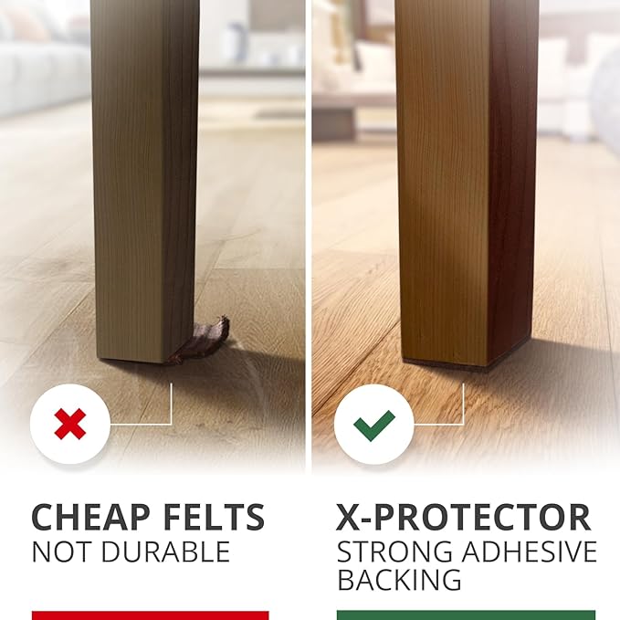 X-PROTECTOR Felt Furniture Pads - 12 PCS 3" - Felt Pads Floor Protectors - Chair Felt Pads - Felt Pads for Furniture Feet - Furniture Pads for Hardwood Floors - Protect Your Floors! (Brown, Square)