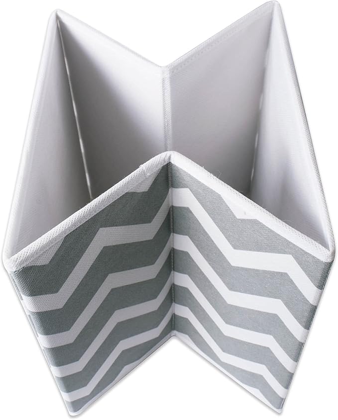 DII Non Woven Polyester Storage Bin, Chevron, Gray, Small Set of 4