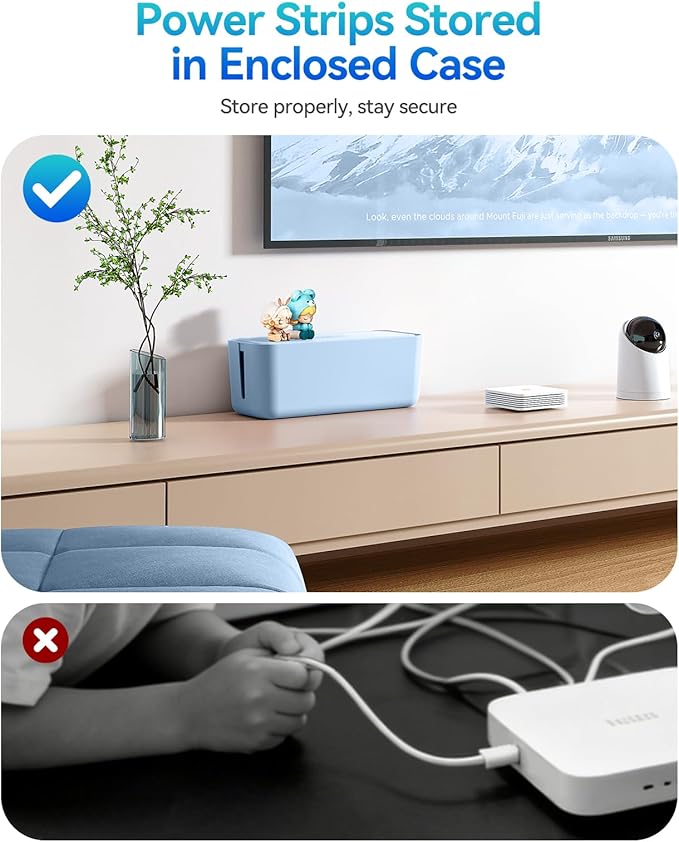 ORICO Cable Management Box, Cord Hider Box to Conceal Power Strips on Desk or Floor, Keeping Cords Tidy and Protected from Damage, Stylish Cable Organizers for Home, Office, School - PB01