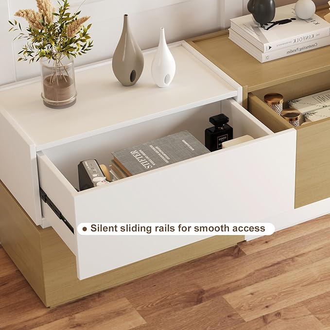Stackable Storage Drawers, Wooden Drawer Storage Organizer, Modern Nightstands with Wooden Drawers, Small Storage Cabinet, Modular Design, Available in 2 Sizes for Versatile Use Black Large