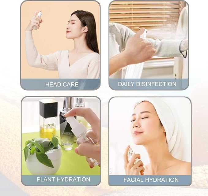 Spray Bottles 6 pcs, Refillable Cosmetic Spray Bottles, Small Refillable Liquid Containers, 2oz/50ml Clear Empty Fine Mist Plastic Mini Travel Bottle