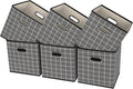 Black Foldable Storage Cubes Bins, Fabric Storage Box Cubes Organizer Baskets with Dual Handles for Home Organizer,Set of 6,(Grey grid)