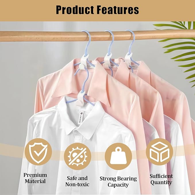 Hanger Connector Hooks,50 Pcs Space Saving Hangers for Clothes,Clothes Connector Hooks, Hanger Organizer Space Saver,Hanger Extender Hooks