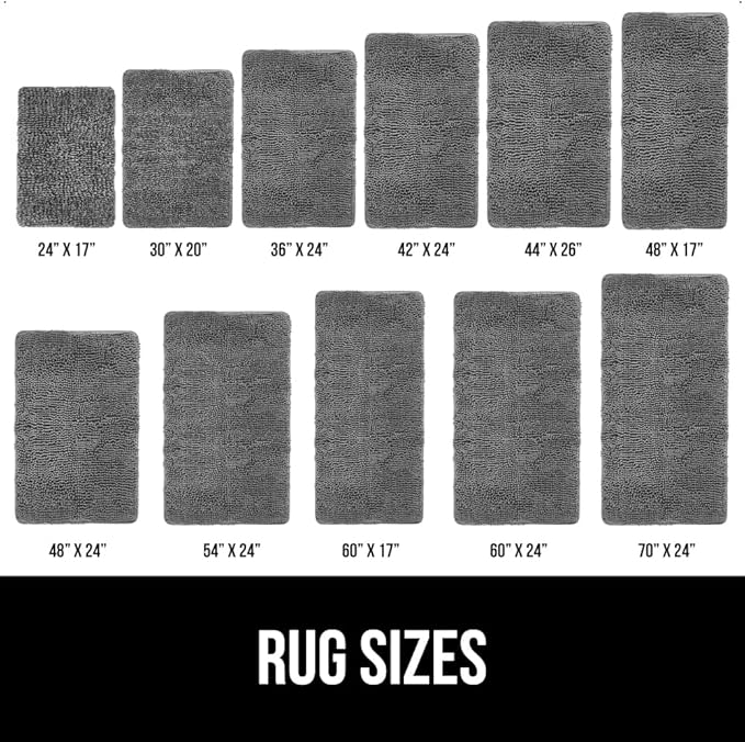 GORILLA GRIP Bath Rug Mat 48x17, Thick Soft Absorbent Chenille, Quick Dry Microfiber Mats, Rubber Backing Washable Shower Floor Rugs, Bathmat Runner, US Designed Bathroom Home Decor Accessories Grey