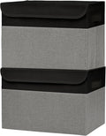 Large 42 Quarts Fabric Storage Bins with Lids [2-Pack] Linen Collapsible Foldable Storage Cubes, Closet Organizer Containers boxes with Handles for Home Office (16.7 x 12 x 12, Black & Gray)