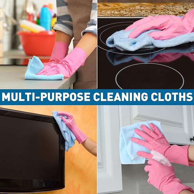 Microfiber Cleaning Cloths-15 Pack, Cleaning Rags, Microfiber Towels for Cars, Home 5 Colors Assorted (12x12 inches)