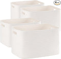 4 Pack Storage Baskets for Organizing, Woven Baskets for Shelves - Perfect for Toys, Books, Towels, and Clothes, Durable Gift Basket Bins Toy Storage, 12.7''L x9''W x7.8''H, White