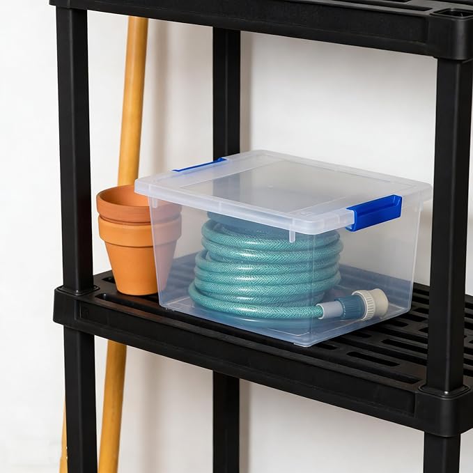 4 Pack 12 Qt Clear Plastic Storage Bins with Latching Lids, Stackable Totes with Built-in Handles, Sturdy Containers for Home, Office, Closet, Garage, Craft Organization