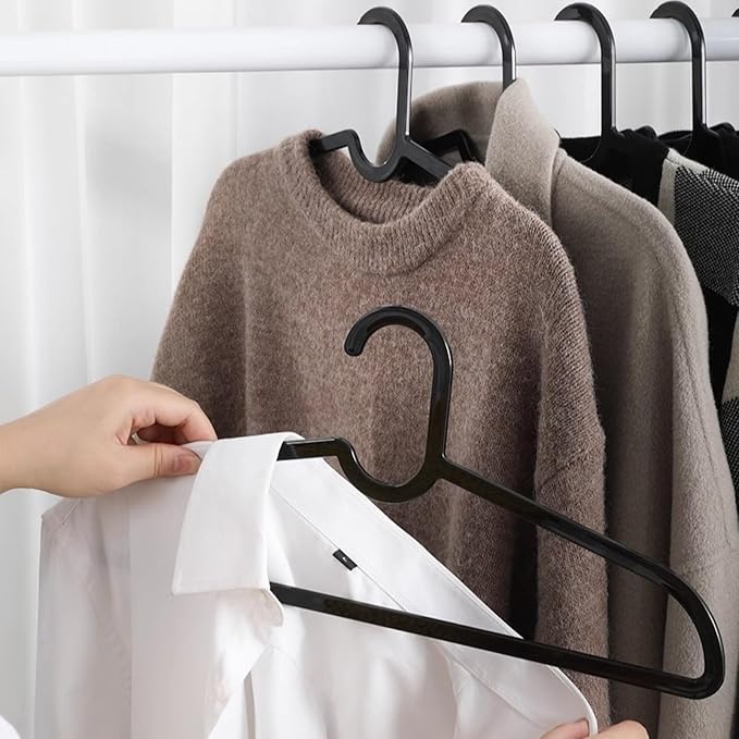 Clothes Hangers 30 Pack, 16" Heavy Duty Coat Hanger, Clear Acrylic Hangar, Non-slip Short Neck Hanger for Closet, Space Saving Slim Thin Perchas for Adult Suit, T-shirt, Jacket, Dress, Blouse Clothing