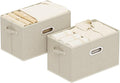Open Storage Baskets, Collapsible Cube Bins, Fabric Container Organizer with Metal Handles, Boxes for Shelves, Closet, Living Room, 15x9.8x9.8in, Grey and Beige, 2 Pack