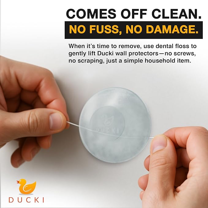 Ducki Wall Protectors - 4 Frosted Glass - Self Adhesive, Reusable Solution for Stopping Wall Damage & Noise from Doors,Refrigerator & More in Your Home or Office -Durable, Shock Absorbent & Discreet
