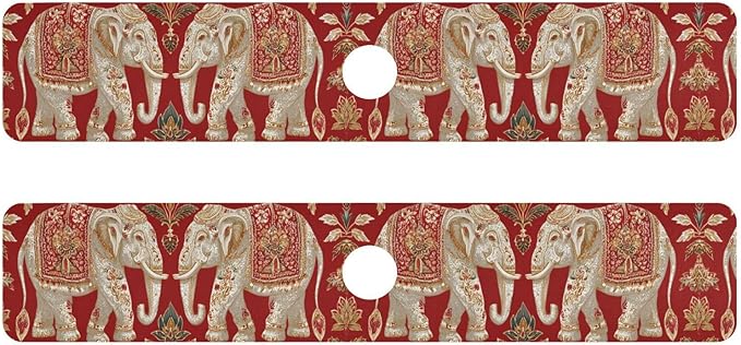 Kitchen Sink Splash Guard 2 PCS 30 Inch Sink Faucet Mat Splash Guard for Bathroom Countertop Water Absorbent Foldable Cuttable Soft Washable Red Retro Elephant Flowers