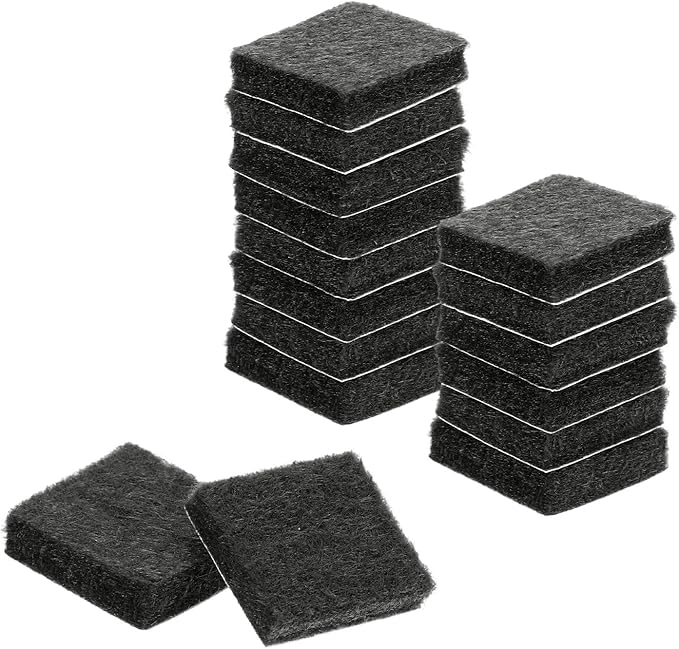 uxcell Felt Furniture Pads, 16Pcs 0.79" x 0.79" Adhesive Backed Felt Non-Slip Anti-Scratch Chair Leg Protectors for Protecting Hardwood Floor, Black