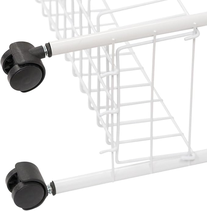 Household Essentials 05121 Slim Line 3-Tier Metal Storage Cart | Laundry Room Rolling Organizer | White