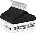 HOUSE DAY 11 Inch Black Velvet Baby Hangers 20 Pack, Premium Kids Hangers for Children, Infant & Toddler Clothes, Durable Non Slip Baby Felt Hanger for Closet, Ideal for Everyday Use
