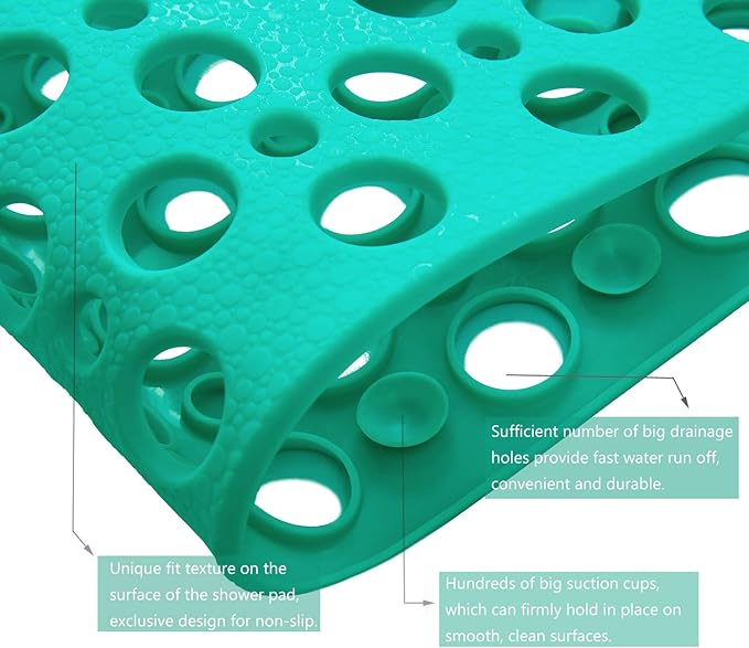 Nonslip Bathtub Mat Extra Soft TPE Bath Mat for Kids, Machine Washable Bathroom Shower Mat, Smooth/Non-Textured Tubs Only, 30L x 17W Inch (Dark Green)