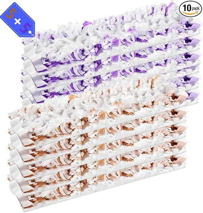 Disposable Mopping Pad Refills for PowerMop Multi-Surface,Wood Mopping Pad Refills for Floor Cleaning, 10 Count (Purple 5+Brown 5)